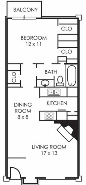 A1 One Bedroom / One Bath - 686 Sq. Ft.*
